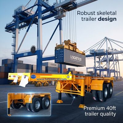 1310mm 휠 스켈레탈 반 트레일러 40ft 4 Axle 반 트레일러