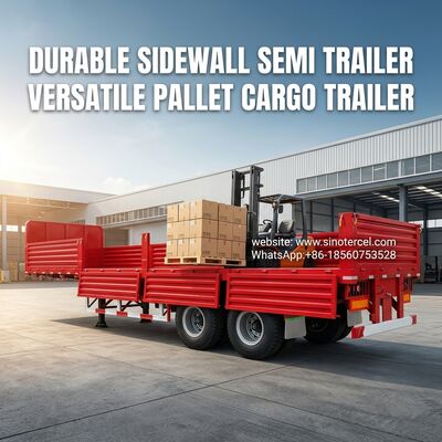 SINOTERCEL 3 축 사이드 왈드 반 트레일러 드롭 사이드 트레일러 팔레트 운송 쉬운 배하 효율적인 무거운 부하