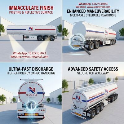 3Axles 백색 오일 탱크 반 트레일러 45CBM 로딩 용량